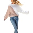 thumbnail image 4 of Qiylii Women Color Block Sweater, Long Sleeve O-Neck Loose Knitted Tops, 4 of 9