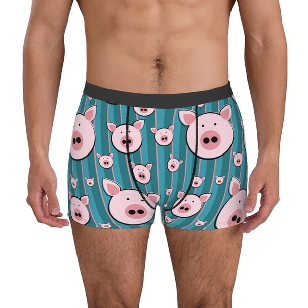 Balery Funny Pig Faces Calzoncillos bóxer para hombre, ropa interior de algodón suave y transpirable con cinturilla de nailon-X-Large