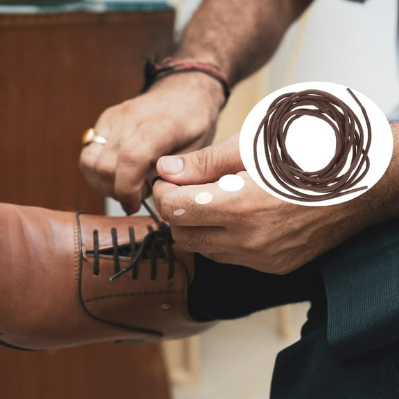 Soimiss 1Pair Brown Round Shoe Laces for Sneakers Durable Waxed