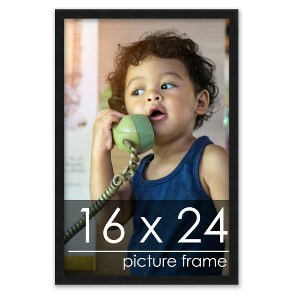 16x24 Contemporary Black Wood Picture Frame - UV Acrylic, Foam Board Backing, & Hanging Hardware Included!