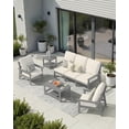 thumbnail image 3 of Harbweb 7-Piece HDPS Outdoor Sofa Patio Furniture Set, Gray Frame with Beige Cussion, 3 of 7