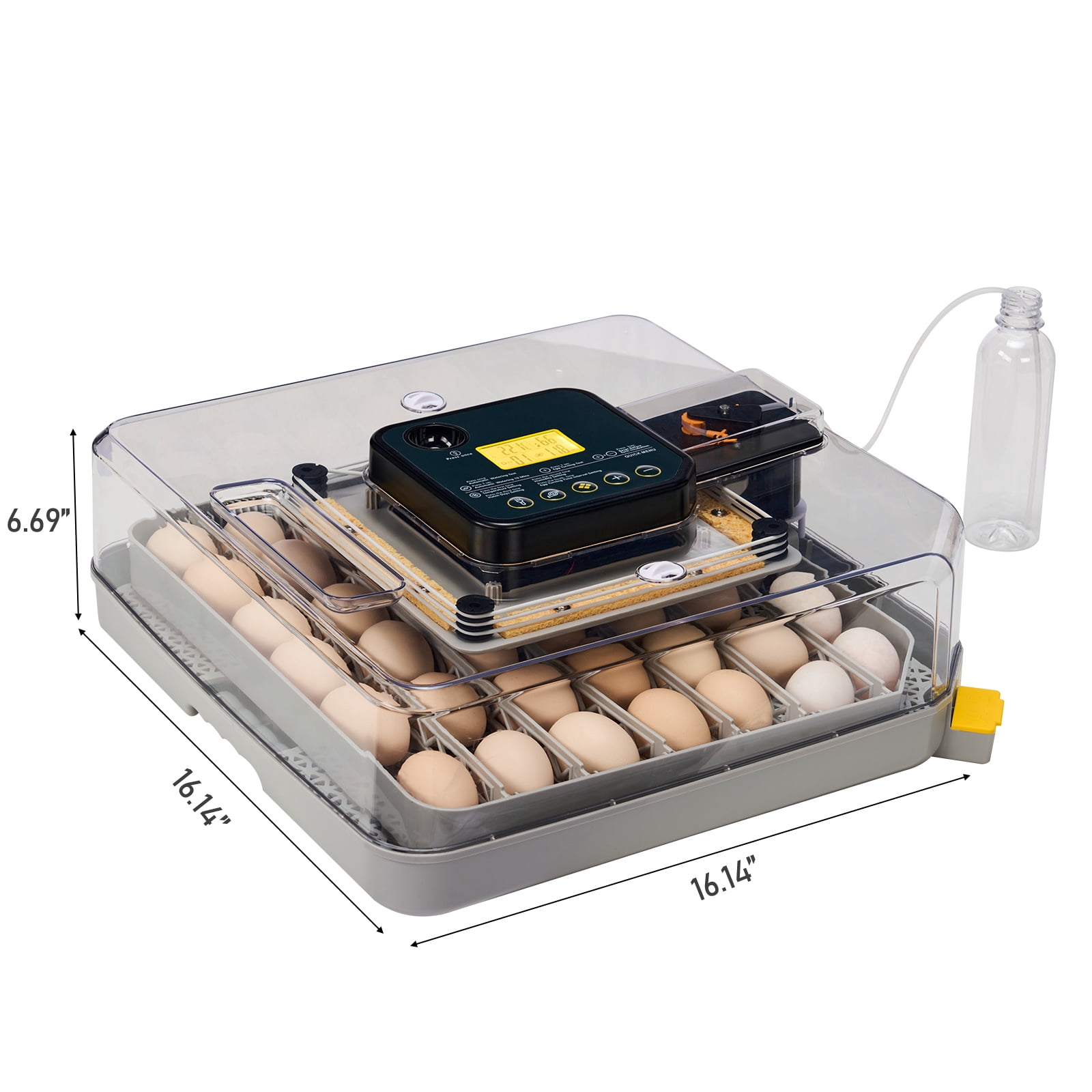48H Pro 48 Eggs Incubator with Fully Automatic Egg Turner, LED Egg Candler, Auto Temperature & Humidity Control, Fahrenheit Dual Display, Storage Compartment for 110V 85W US Plug