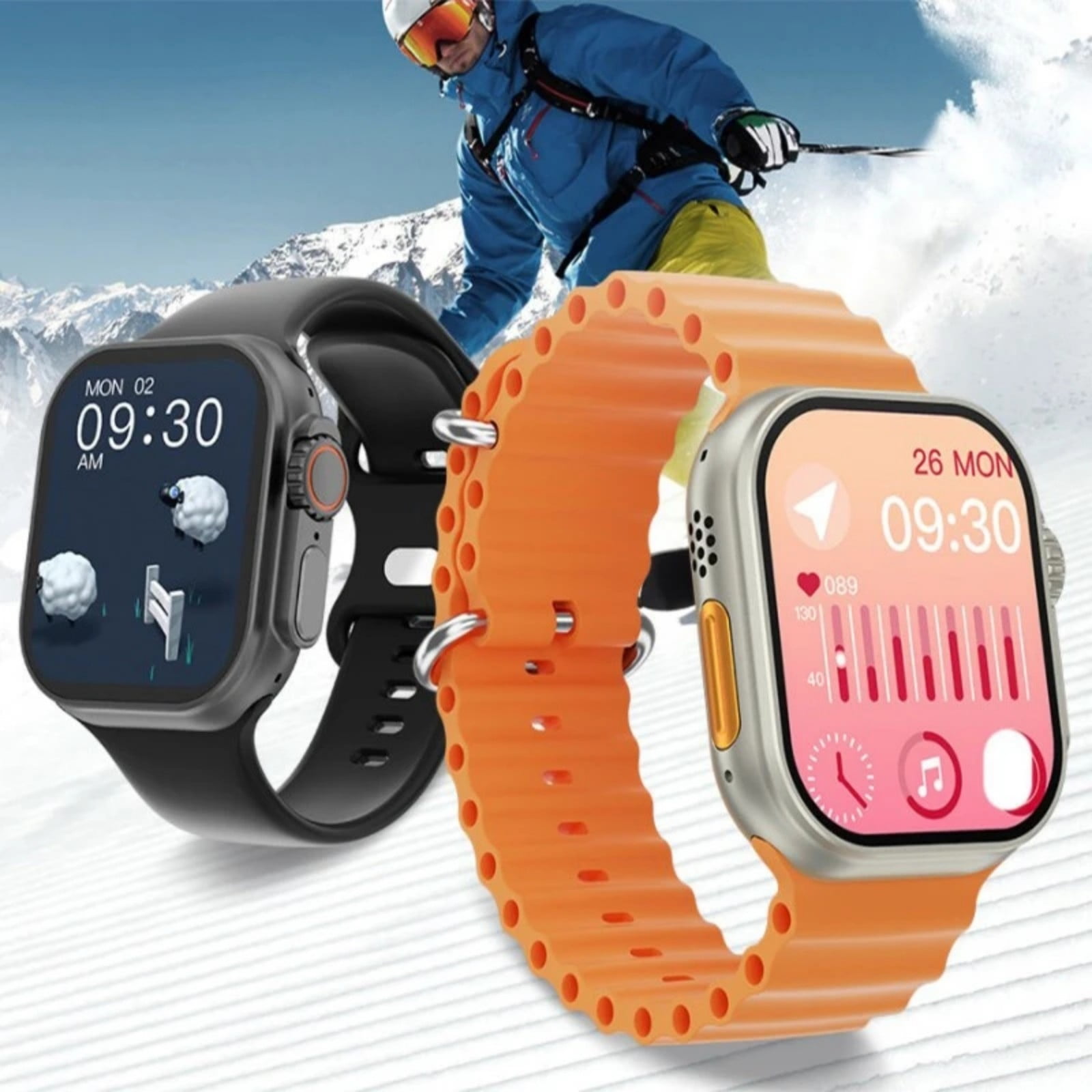 IW8 Ultra SmartWatch Men BT Call 49mm Series 8 Fitness Tracker Wireless  Charging NFC Voice Real Screw Strap Woman Smart watch Orange 