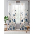 thumbnail image 5 of Sheer Curtains 84 Inches Long, Navy Blue Spring Floral Semi Sheer Curtains Light Filtering Window Treatment, Elegant Pastoral Flowers Watercolor Privacy Voile Drapes for Living Room 52x84 Inch, 5 of 7