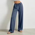 thumbnail image 5 of Linen Pants For Women Cotton And Linen Solid Color Drawstring Casual Long Pants With Pocket Waist Summer Flowy Pants, 5 of 9
