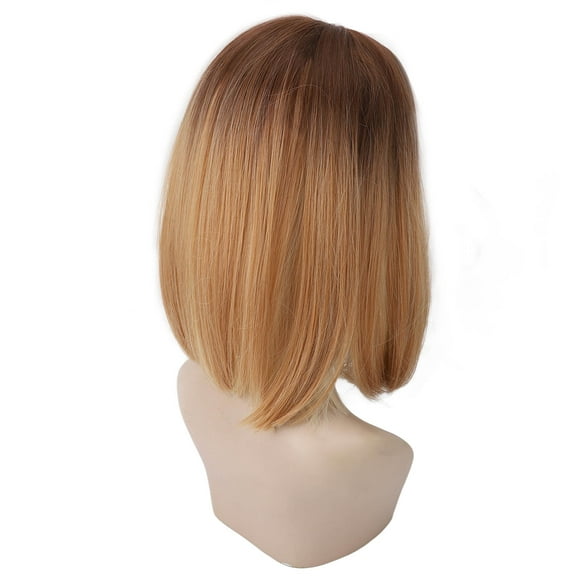 Highlight Wig, Straight Wig Mixed Color Gradual Change Short Middle Divide Shoulder Length prosthetic Hair for Female for Concerts