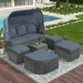 thumbnail image 2 of Harper & Bright Designs Outdoor Patio Furniture Set Daybed Sunbed, PE Wicker Sectional Sofa Set with Retractable Canopy/Lift Top Coffee Table, Rattan Conversation Set, Grey, 2 of 16