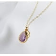 thumbnail image 3 of Personalized Lilac Necklace, February Birthstone Necklace, Teardrop Bridesmaid Necklace, Custom Initial Necklace, Birthday Gift for Her - 18" Gold Plated, 3 of 5