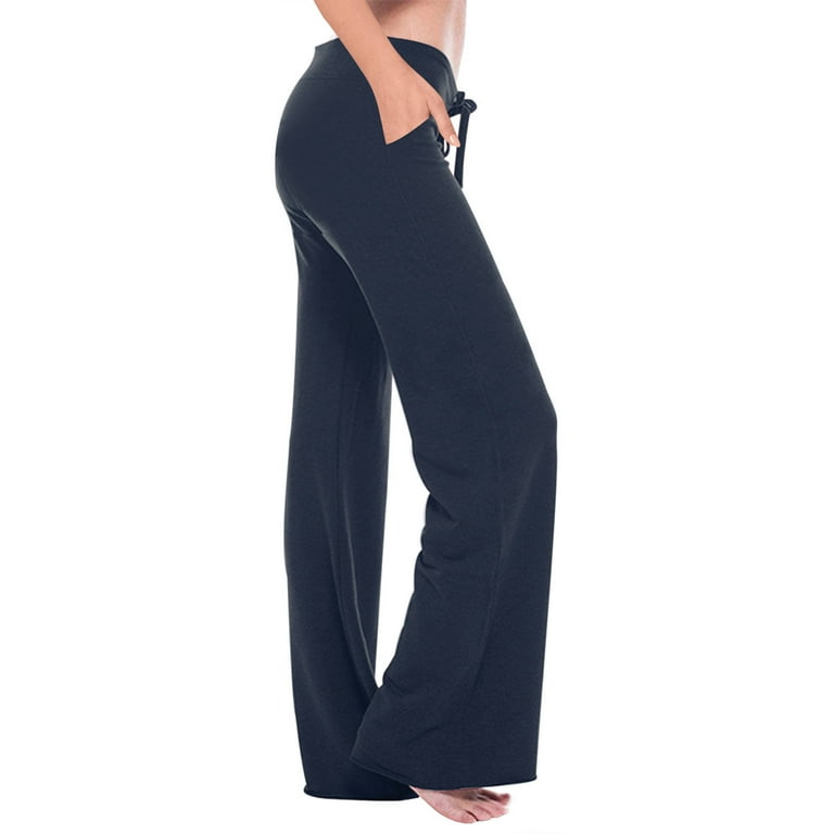 Penkiiy Womens Flare Pants Yoga Leggings High Waisted Lace up Bell Bottom Pants Bootcut Sweatpants with Pockets Walmart
