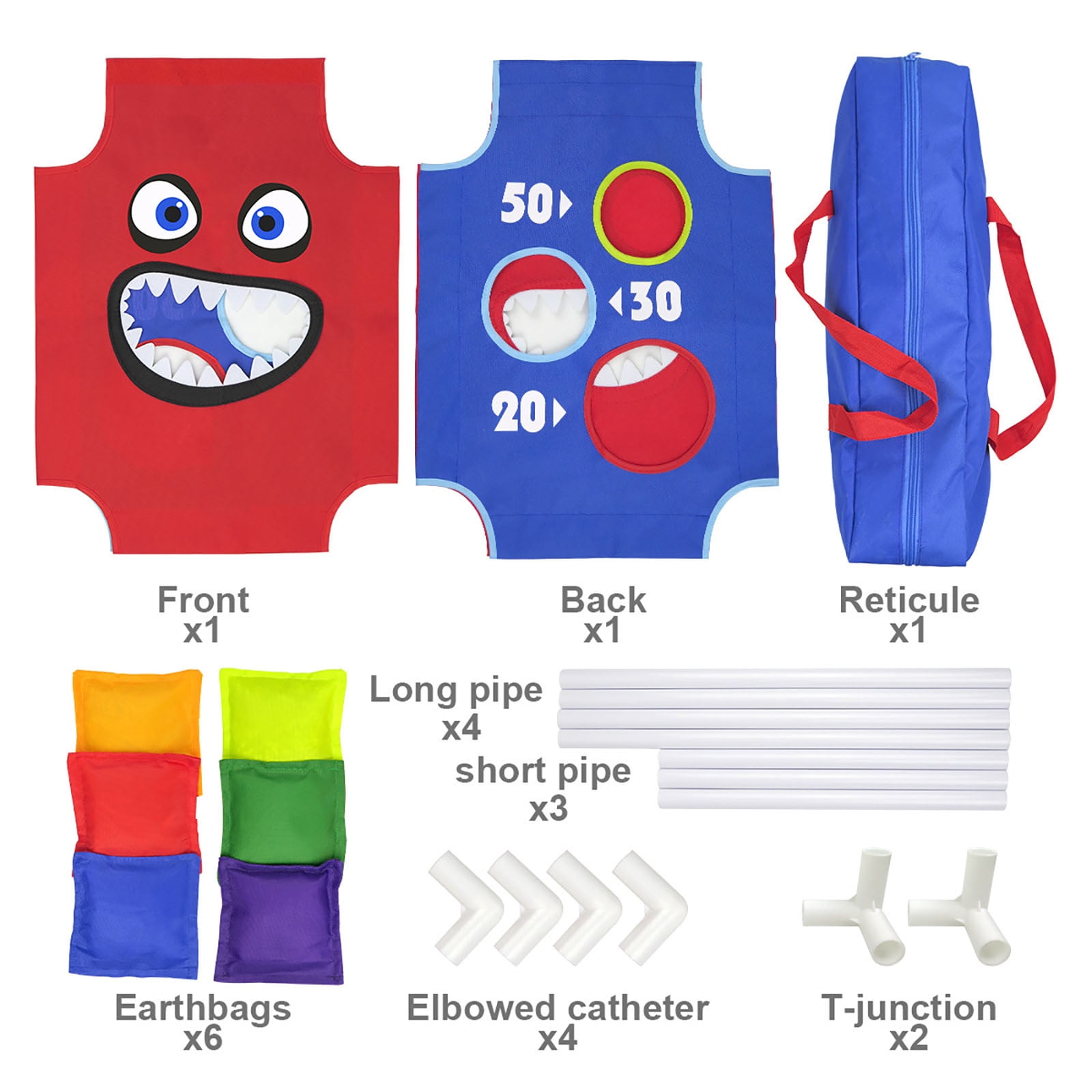 Portable PVC Framed Cornhole Game Set with Collapsible Cornhole Boards, 6 Bean Bags and Carrying Case, Waterproof Mini Cornhole Set, Outdoor Indoor Yard Toss Games for Family