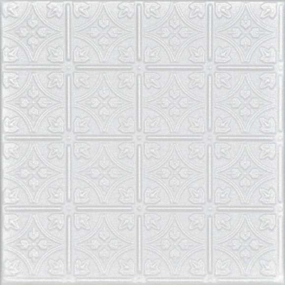 A la Maison Ceilings R125 Emma's Flowers Foam Glue-up Ceiling Tile (21.6 sq. ft./Case), Pack of 8, Plain White