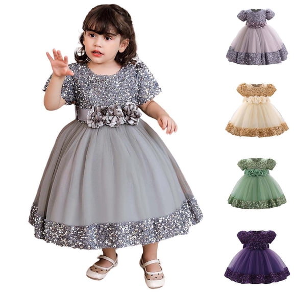 Lkhaha Sparkling Sequin Tulle Fairy Dress For Toddlers Girls Bowknot Birthday Pageant Party Princess Dresses Gold 4-5 Years