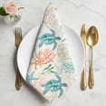 thumbnail image 2 of Teal Red Coastal Cloth Napkins, Retro Beach Nautical Sea Turtle Coral Washable and Reusable Dinner Napkins Set of 2, Table Napkin for Kitchen Party Birthday Wedding Hotel Housewarming 20"x20", 2 of 9