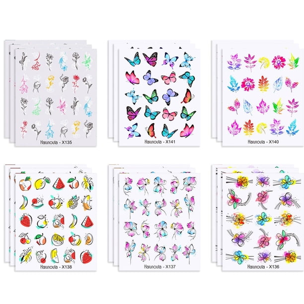 18 hojas de calcomanías para uñas, pegatinas autoadhesivas para decoración de uñas de mujer, varios estilos, 6,4*5,3 cm