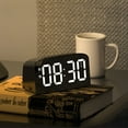 thumbnail image 4 of Vaupan LED Digital Alarm Clock, Battery Operated or in-line Plug with Power Cord, Black Case White Arabic Numerals Display , LED Clock, Suitable for Bedroom Bedside Table Office Desktop Alarm Clock, 4 of 7