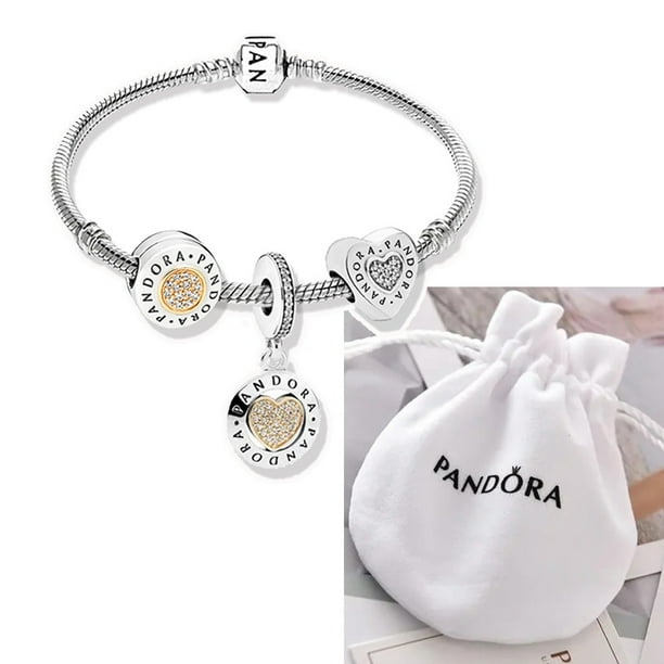 Pulsera Pandora Con Charms De Plata 925 De Cadena De 19cm Encantos Con Bolsa De Terciopelo
