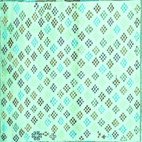 Ahgly Company Indoor Square Southwestern Turquoise Blue Country Area Rugs, 8' Square