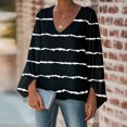 thumbnail image 2 of Blusa informal con cuello en V y manga larga abullonada estampada para mujer Fridja  czfsfas4751, 2 of 8