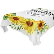 SKYSONIC 60”x90" Square Tablecloth with Beautiful Sunflower Background Prints, Anti-Wrinkle and Smooth Table Cloth for Kitchen/Home Decoration