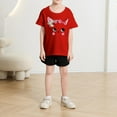 thumbnail image 4 of Virmaxy (2-14y) Kids Boys Girls Cute Cat Printed Shirt Unisex Toddler Round Neck Blouses Tops 2025 Summer Cotton Loose Fit Crewneck Blouses Tops Red-2 4 Years, 4 of 4