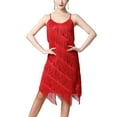 thumbnail image 2 of YONGHS Women's 1920s Vintage Fringed Dress Spaghetti Straps Tassel Flapper Cocktail Party Dress Red XL, 2 of 6