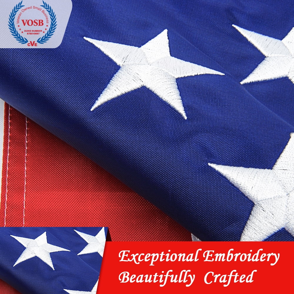 6/'x10/' FT American Flag USA US U.S Sewn Stripes Embroidered Stars Brass Grommet