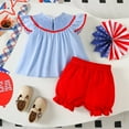 thumbnail image 5 of HCNTES Toddler Baby Girl 4th of July Outfit T-Shirt Top Shorts Fourth Summer Clothes first birthday outfit girl(6-12 Months,Sky Blue), 5 of 8