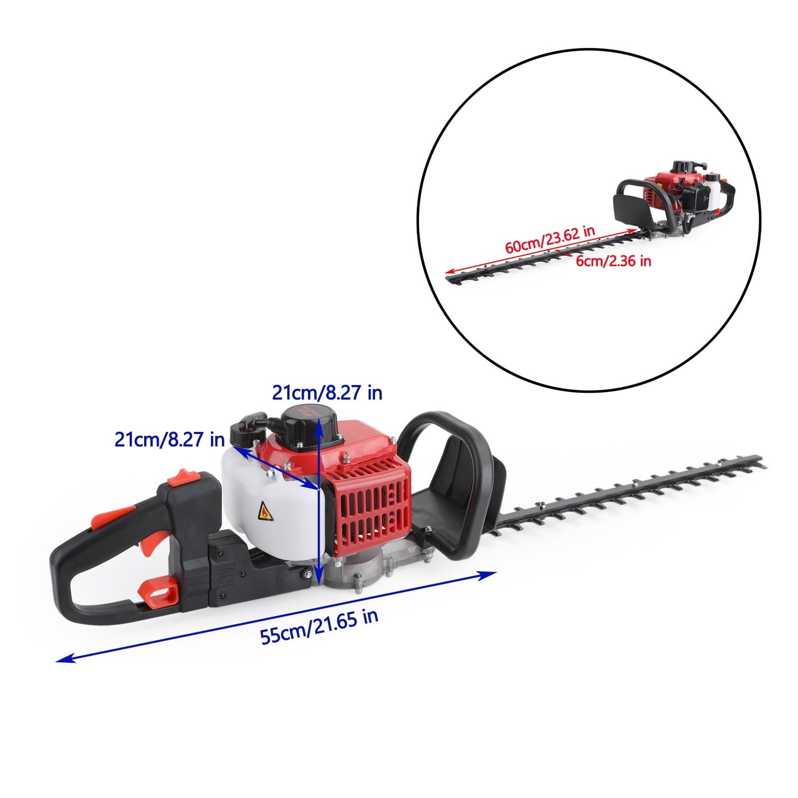 Gas Hedge Trimmer 24" Double Sided Blade 26cc Recoil Gasoline Trim Blade