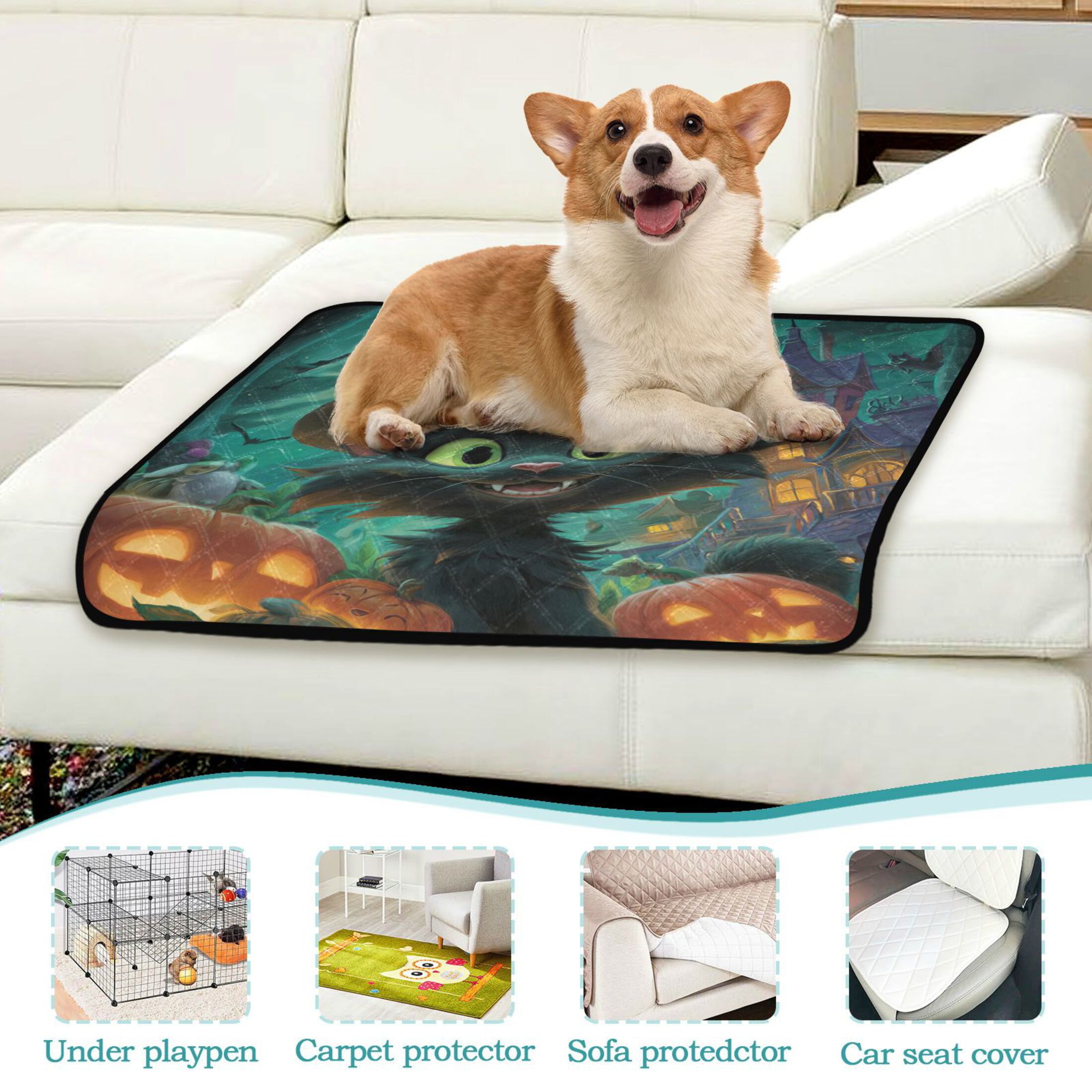 Qxltty Black Cat Cat litter Pads Pet Set of 3 Diaper Mats Center Anti-leakage Layer Absorbent Soft and Comfortable