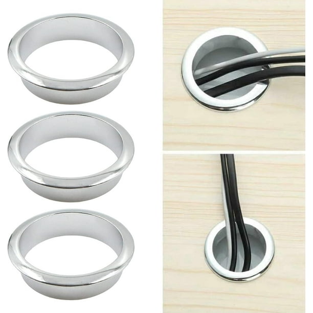 Cubierta de ojal para cable, cable de escritorio de metal Ojal de 60 mm - Anillo decorativo para caja de roscado de muebles, organizador de cables de escritorio de computadora, 3 piezas