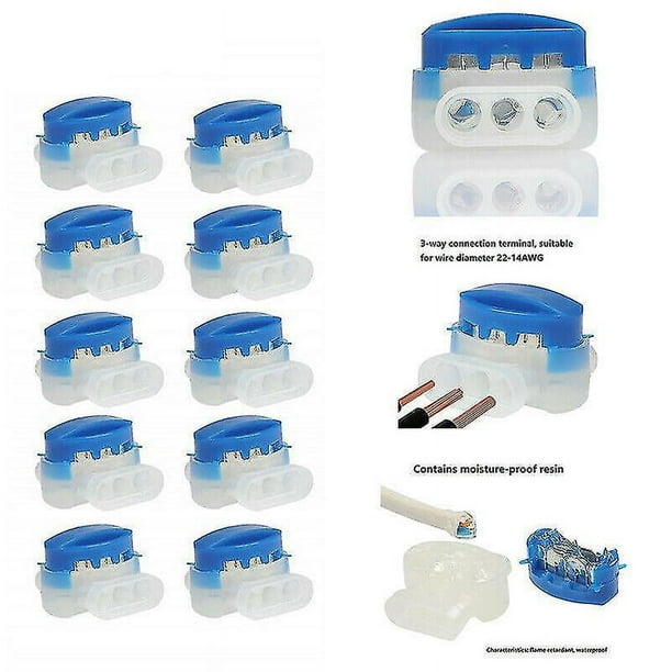 25 Stück IDC Wasserdichte Schneidklemmverbinder – 3-fach, 22-14 AWG, Nylon & Messing