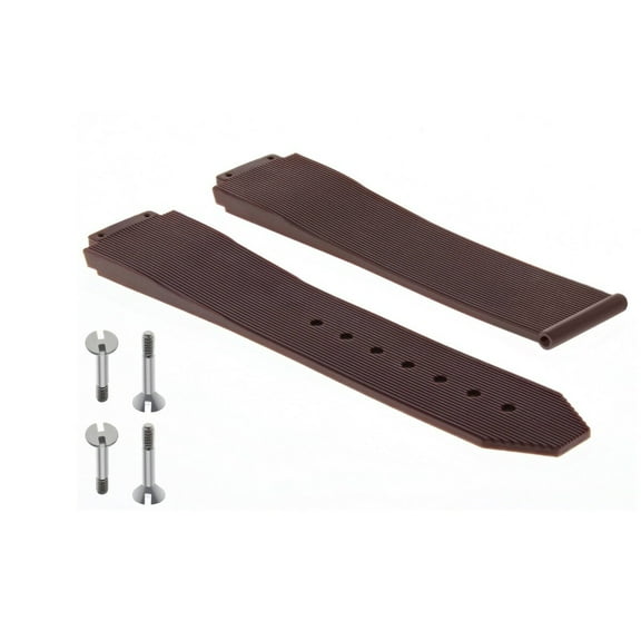 25MM RUBBER WATCH STRAP BAND FIT FOR HUBLOT H BIG BANG WATCH BROWN   4 SCREW