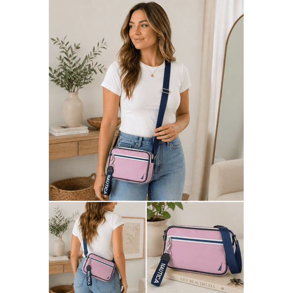 Women's Camera Crossbody Bag Adjustable Strap Multi Pocket Small Lilac