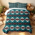 thumbnail image 3 of Erosebridal Retro Aztec Twin Quilt Set, Baroque Rhombus Twin Coverlet Set, Teal White Maroon Black 2-Piece, 1 Bedspread and 1 Pillowcase, 3 of 7
