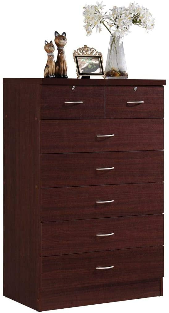 Hodedah HI70DR Mahogany Chest of Drawers with Locks