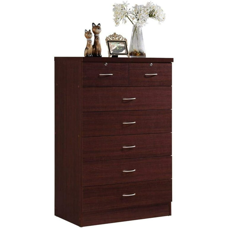 Hodedah hi70dr mahogany chest of drawers on sale with locks