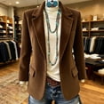 thumbnail image 2 of Tqcoqu Women's Casual Corduroy Blazer,Notched Lapel Button Front Jacket,Long Sleeve Jackets Coat Business Blazers,Brown Women's S-XXL, 2 of 9