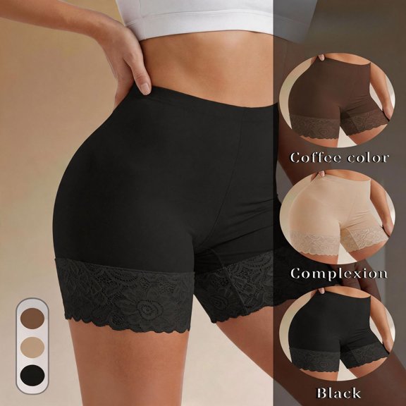 Fancifize Women Seamless High Waisted Boyshorts Panties Slip Shorts for Under Dresses Lace Body Shaper Thigh Slimmer