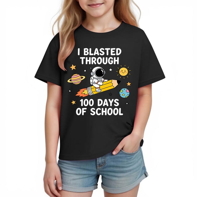 Camiseta de Manga Corta Linda para Niños Niñas Impresión Gráfica Tee de la Escuela de la Temporada, Camisetas de Manga Corta de las Niñas Ropa de Juego Suave