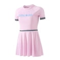 thumbnail image 6 of Girls One Piece Swimsuit Skirted Kids Bathing Suits Zipper Short Sleeves Swimwear Girls Swim Dress, 6 of 7