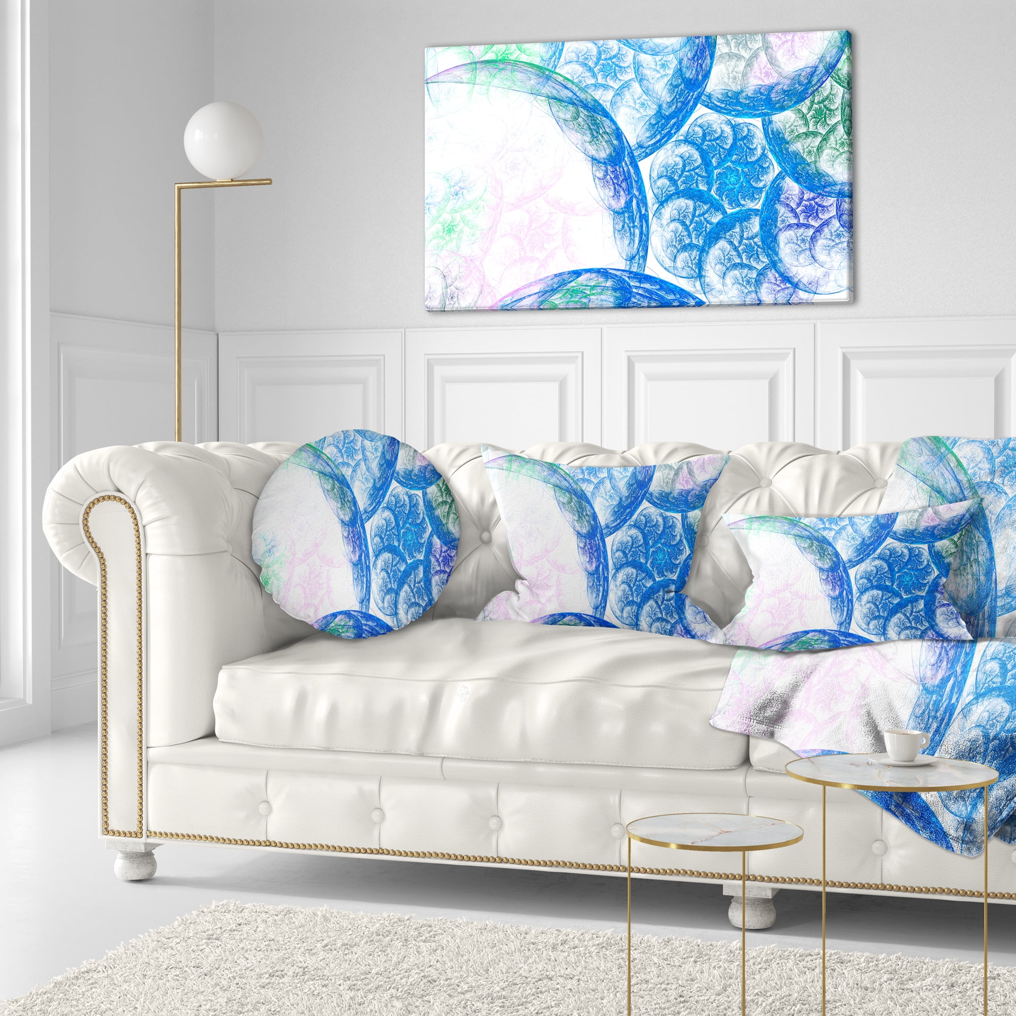Designart Blue White Dramatic Clouds - Abstract Throw Pillow - 12x20