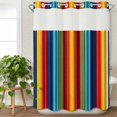 thumbnail image 3 of Abstract Vertical Striped No Hook Shower Curtain Waterproof,Bathroom Curtains with Snap in Liners and See Through Top Window,Colorful Rainbow Stripes Retro Hotel Bathtub Curtains Shower 48"Wx72"L, 3 of 8