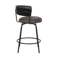 thumbnail image 3 of Benzara 30 Inch Round Seat Leatherette Barstool with Curved Back, Gray and Black, 3 of 3