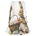 thumbnail image 5 of Easter Rabbit Easter Bunny Flowers Long Sleeve Dresses For Women Vintage Elegant Party Dress Oversized V-neck Dress S-8XL, 5 of 7