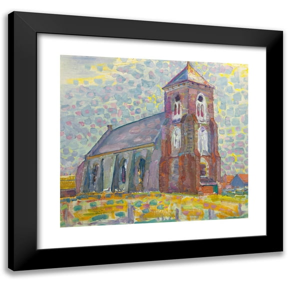 Piet Mondrian 13x12 Black Modern Framed Museum Art Print Titled - Church in Zoutelande (1909)