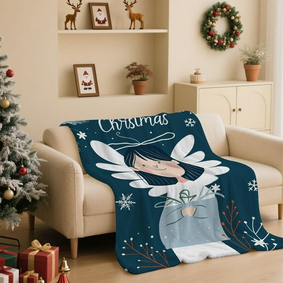 Soft Flannel Christmas Blanket 130x100cm Holiday Throw Digital Print Warm Fleece Bed Sofa Blanket Plush Seasonal Decor Cozy Blanket