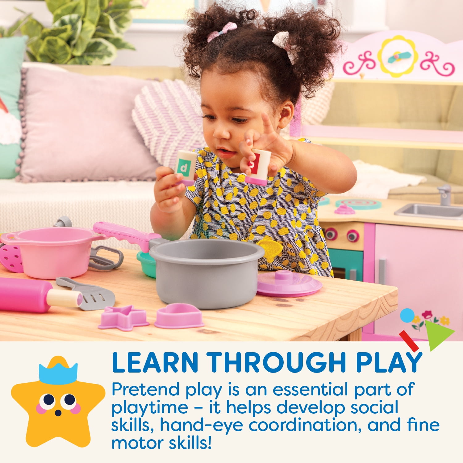 Battat Dinner for Eight Cookware Cooking Plastic Playset with 21 pcs, Toddler and Preschool Toys