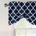 thumbnail image 3 of Navy Blue Morocco Pattern Tie Up Valance Curtains for Windows, Kitchen Curtains Window Shades, White Moroccan Geometric Art Light Filtering Roman Curtain Valances for Bedroom/Bathroom/Cafe 42"x12", 3 of 9
