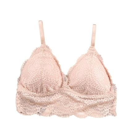 

Wisremt Women s Lace Deep V Wire-Free Bra Sexy Lingerie Soft Push Up Bras