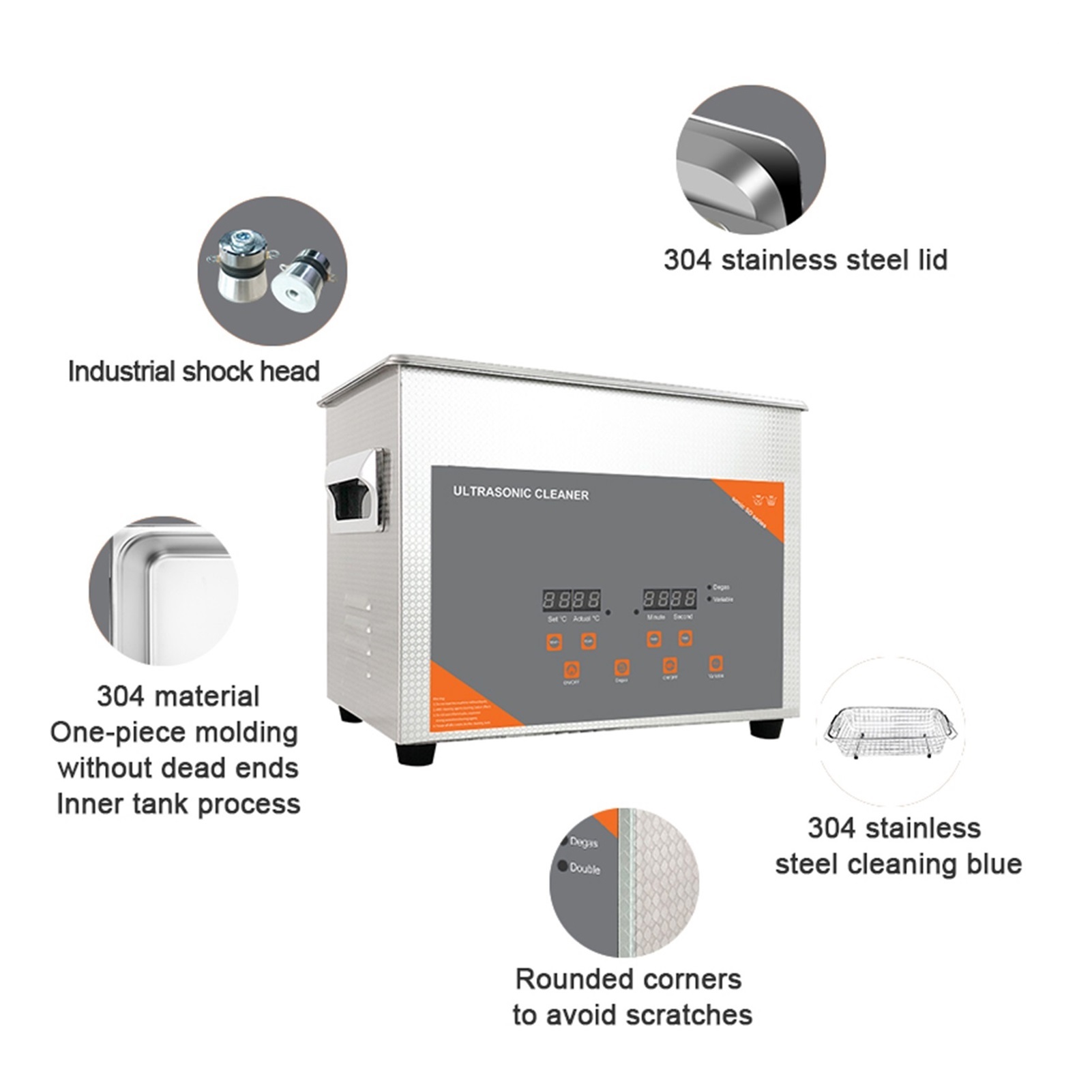 Ultrasonic Cleaner With Heater Timer Wash Watches Glasses Makeup Brush Jewelry Ring Ultrasound Sonic 4L 180W ,Strong Cleaning